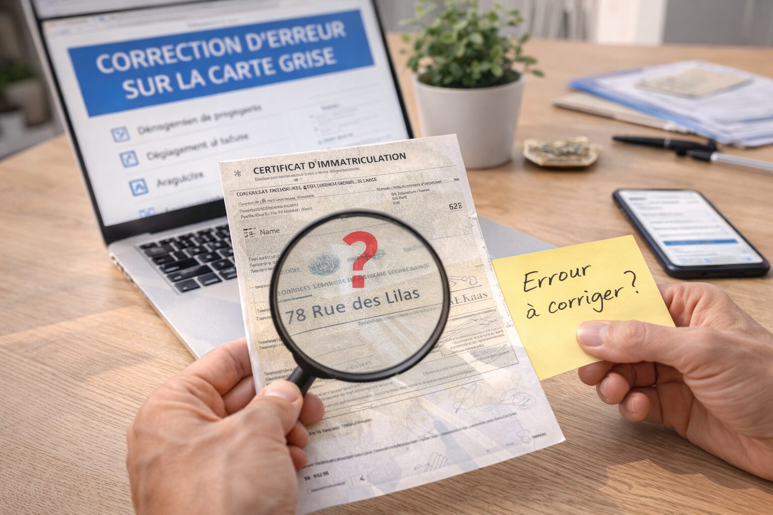 Correction d'erreur sur la carte grise