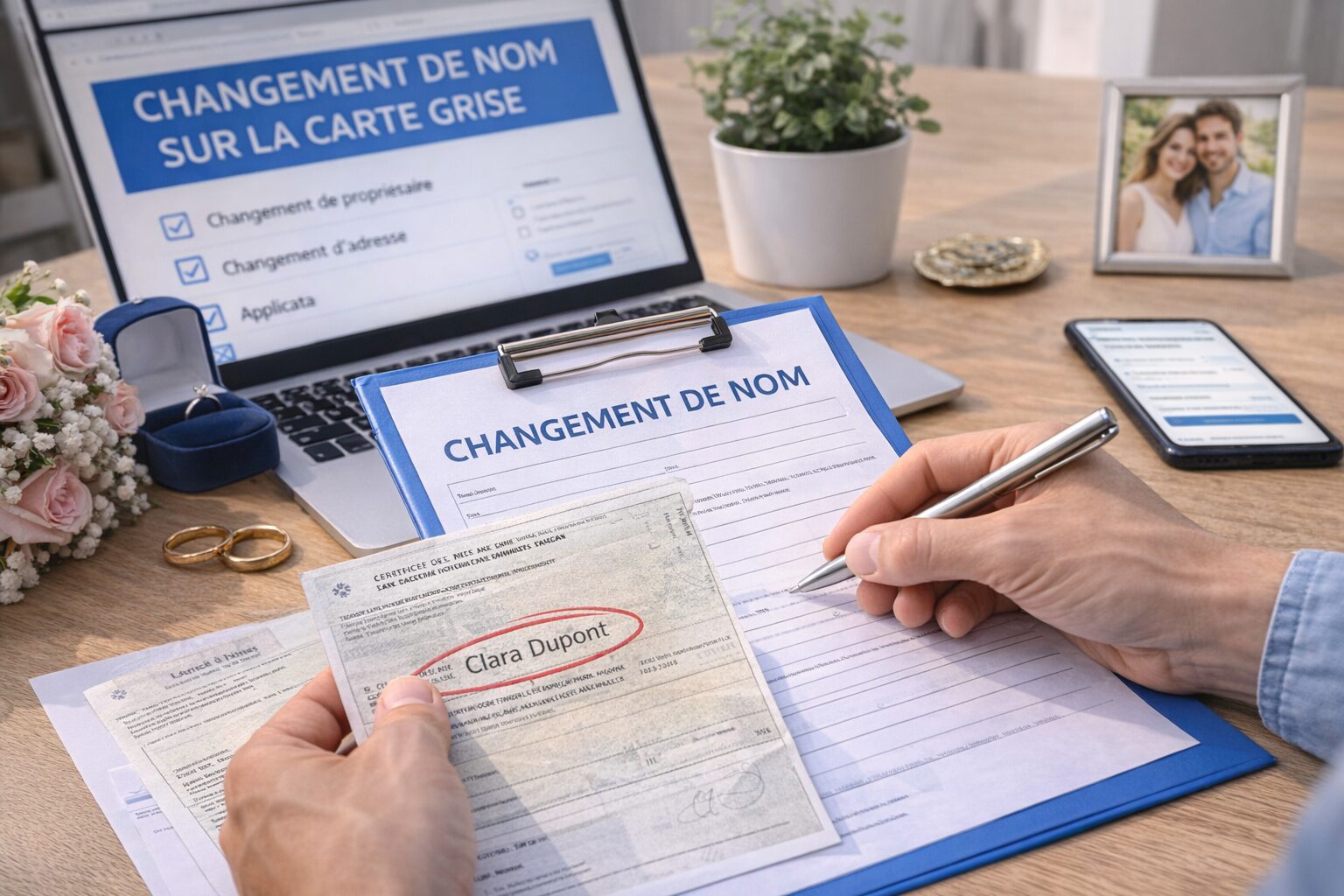 Changement de nom sur la carte grise
