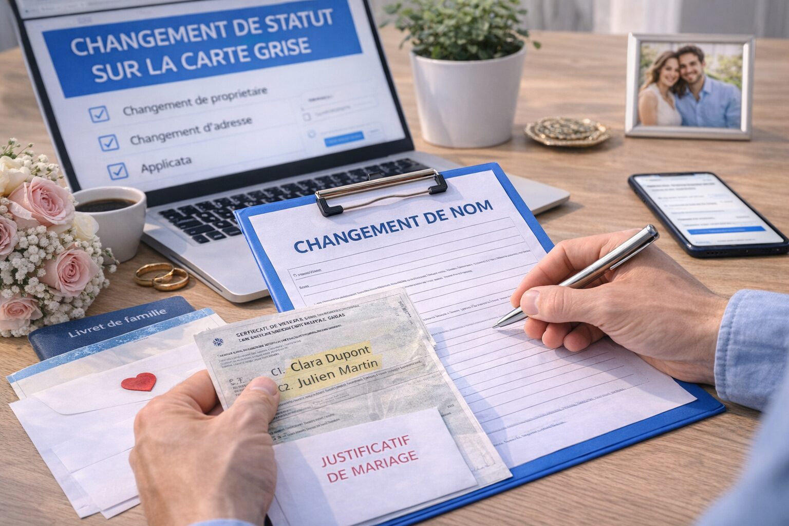 Changement de statut matrimonial sur la carte grise